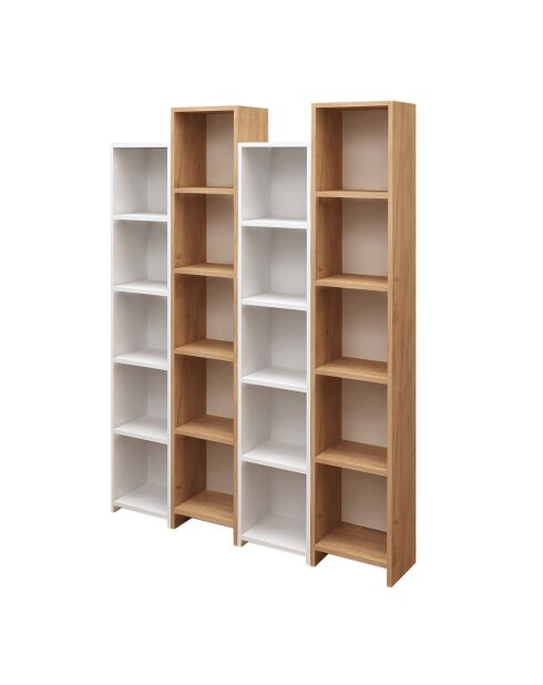 Bibliothèque Milazzi chêne/blanc - 134x25x180 cm