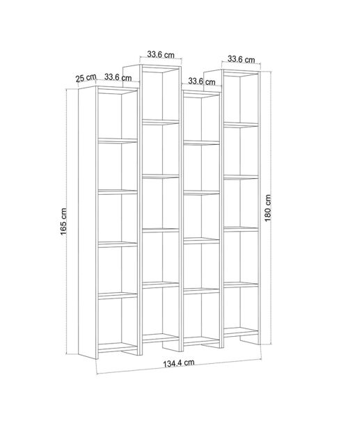 Bibliothèque Milazzi chêne/blanc - 134x25x180 cm