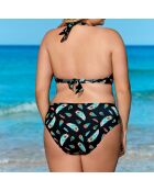 Traje de baño de dos piezas con estampado de plumas negro Shirel