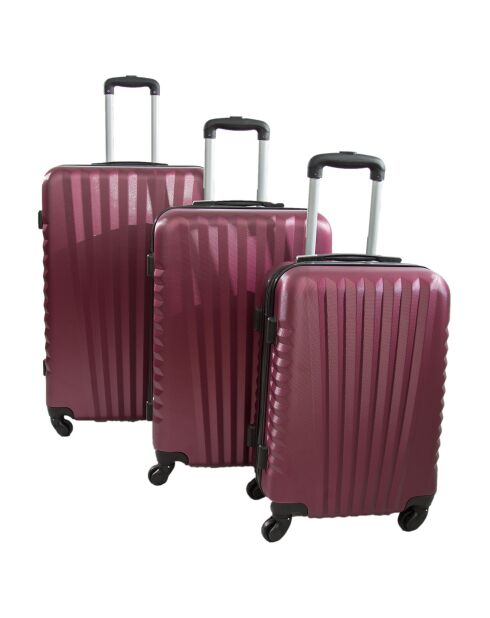3 Valises 55/65/75 cm rouge bordeaux