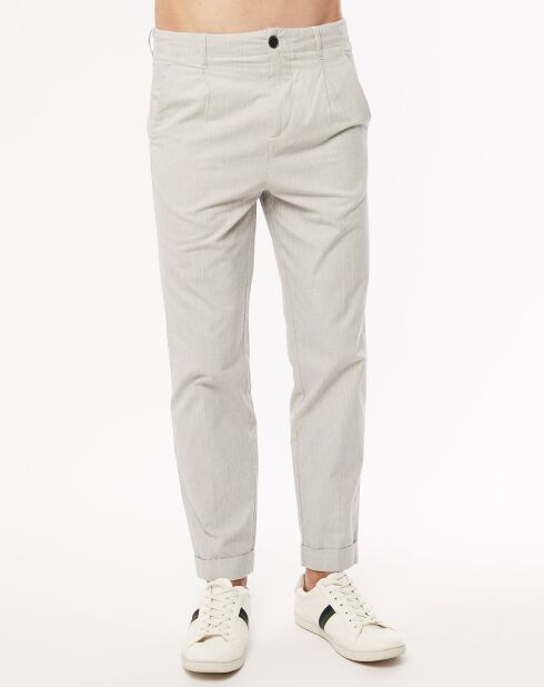 Pantalon Vitalien micro rayures blanc/bleu