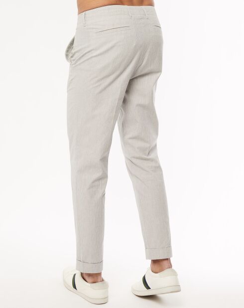 Pantalon Vitalien micro rayures blanc/bleu