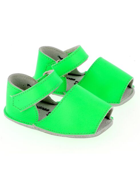 Jeanne Fluo grüne Ledersandalen