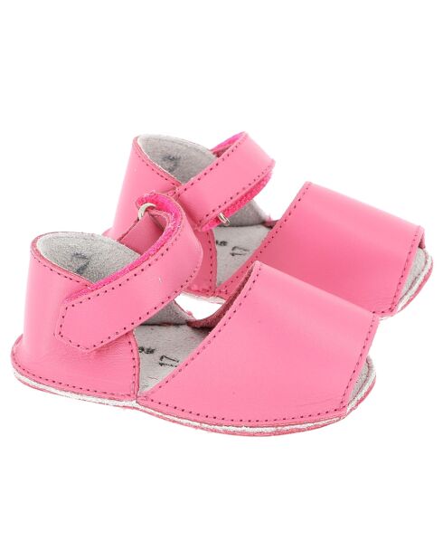 Roze leren sandalen met zakjes