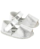 Zilveren leren sandalen met hagedissen