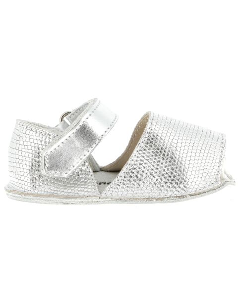 Zilveren leren sandalen met hagedissen
