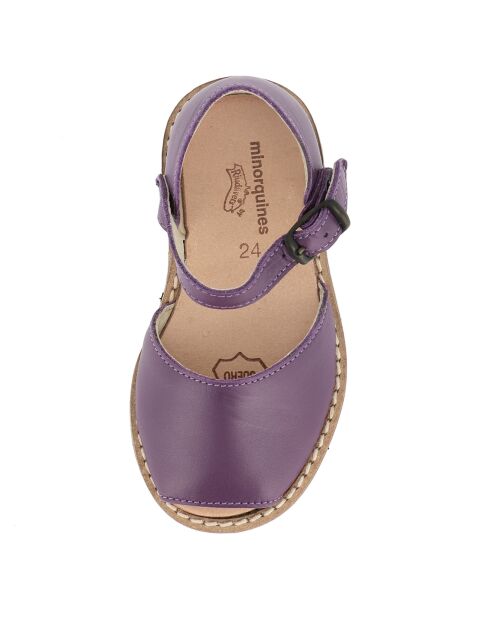 Jeanne paarse leren sandalen