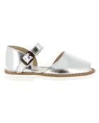 Sandalen van zilverkleurig metaal van leer