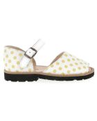 Sandalias amarillas de piel con lunares