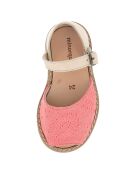Korallenbestickte Canvas-Ledersandalen
