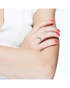 Bague Solitaire Diamant 0.02 ct Or Blanc Perle d'Eau douce blanc naturel