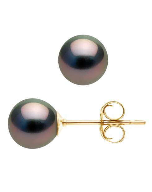 Geelgouden Tahitiaanse pareloorbellen zwart tahiti