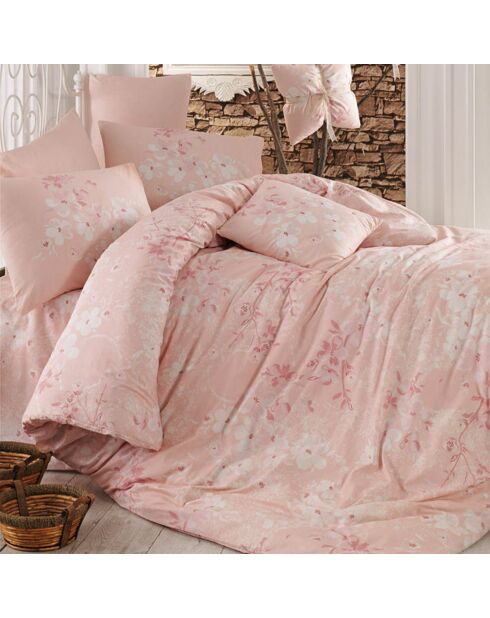 Parure housse de couette & 1 taie Elena rose