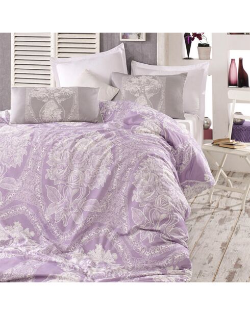 Parure housse de couette & 2 taies Madam Lili lilas