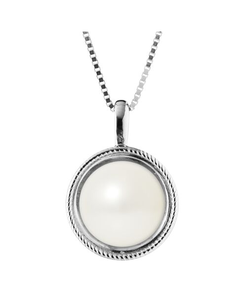 Collier Argent & Perle d'Eau Douce blanc naturel