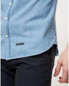 Chemise chambray shaped fit bleu jean