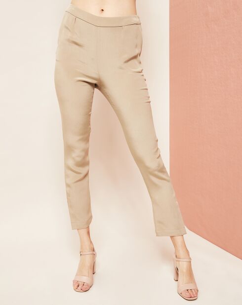 Pantalon 7/8 100% Soie crème