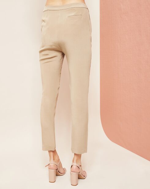 Pantalon 7/8 100% Soie crème