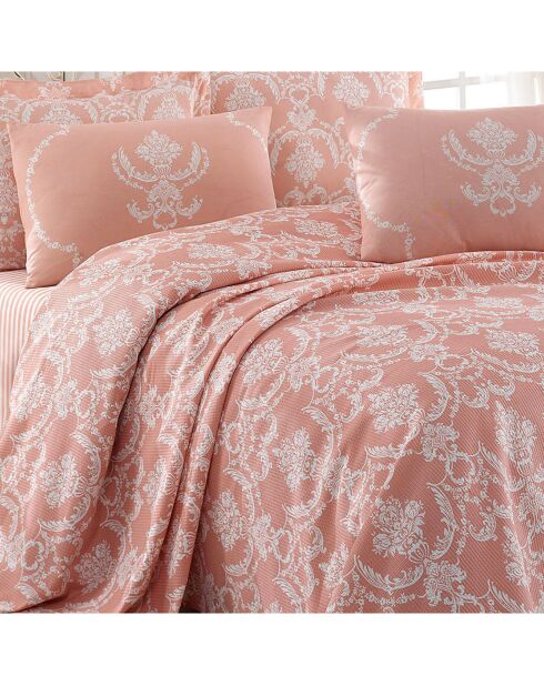 Dessus de lit Pure rose poudré/blanc