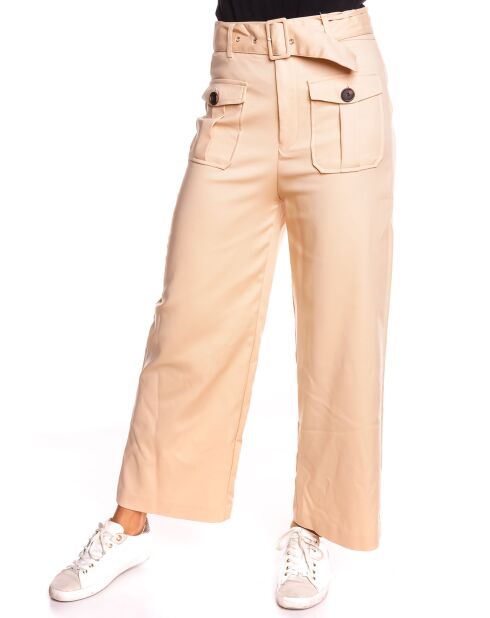 Pantalon large Solene beige