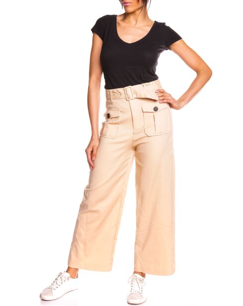 Pantalon large Solene beige