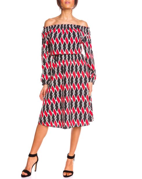 Robe imprimé graphique Sonia rouge