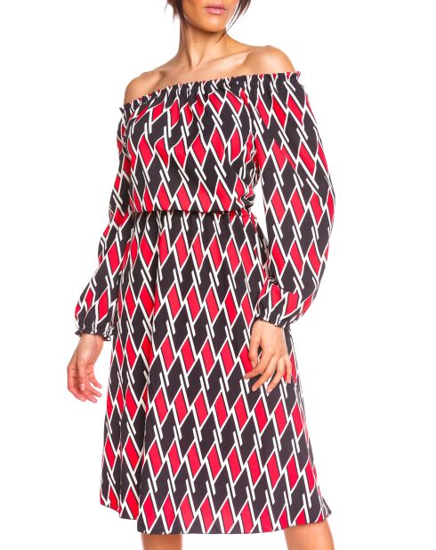Robe imprimé graphique Sonia rouge