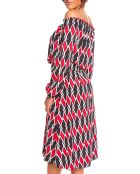 Robe imprimé graphique Sonia rouge