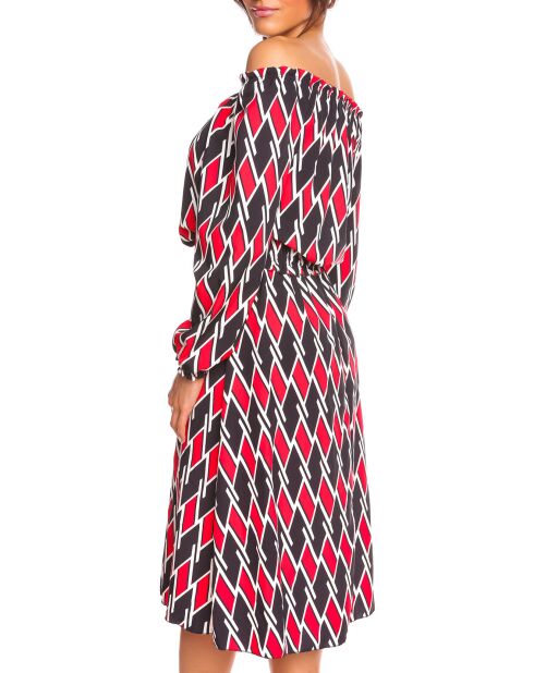 Robe imprimé graphique Sonia rouge