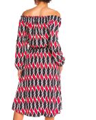Robe imprimé graphique Sonia rouge