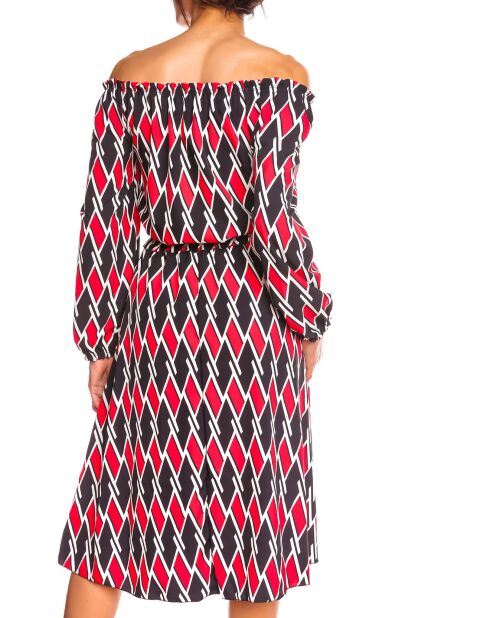 Robe imprimé graphique Sonia rouge