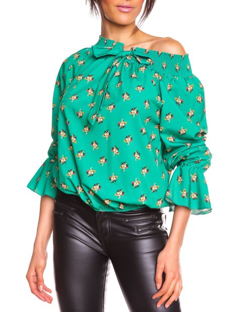 Top imprimé floral Valy vert