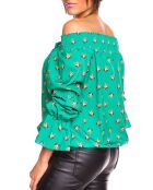 Top imprimé floral Valy vert