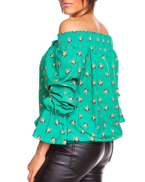 Top imprimé floral Valy vert