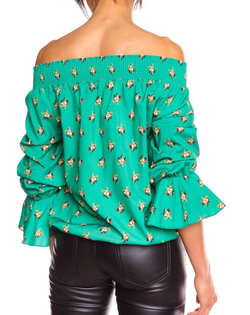 Top imprimé floral Valy vert