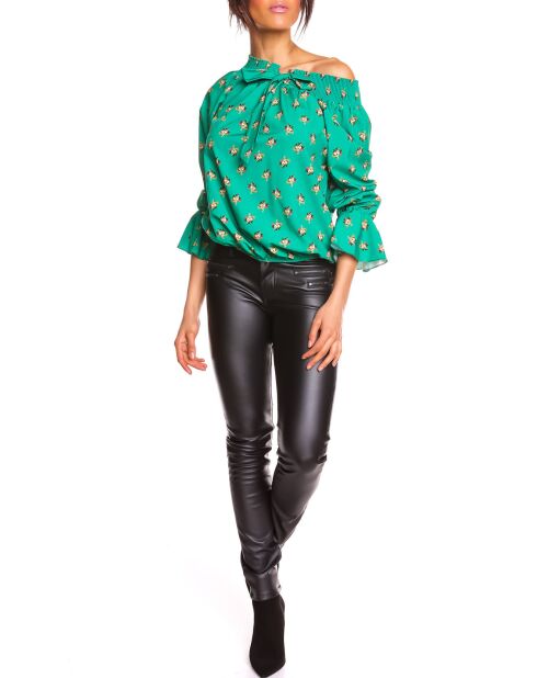 Top imprimé floral Valy vert
