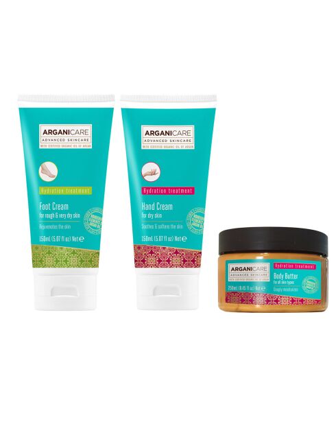 Coffret Trio de soins corps. mains & pieds - 250+ 2x150 ml