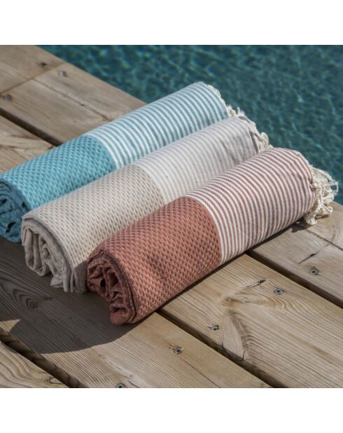 Fouta Ibiza Nido d'ape beige - 100x200 cm