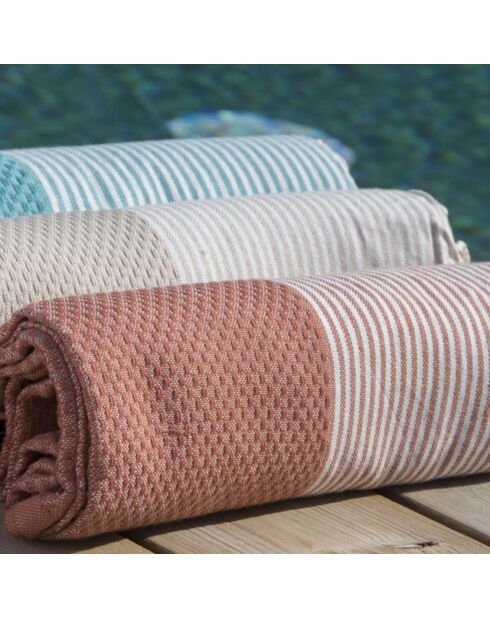 Fouta Nid d'Abeille Ibiza terracotta - 100x200 cm