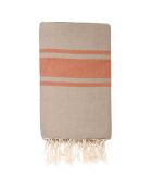 St Tropez Traditionelles Fouta, 100 x 200 cm, Taupe/Terrakotta