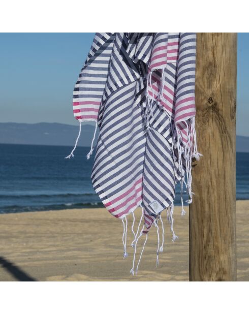 Jeans Fouta Bora Bora blu/fucsia - 100x200 cm
