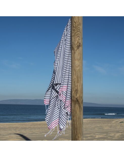 Jeans Fouta Bora Bora blu/fucsia - 100x200 cm