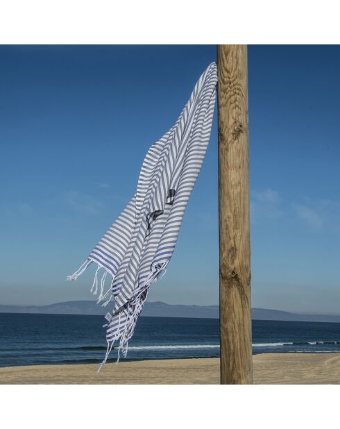 Fouta Bora Bora Grigio/blu greco - 100x200 cm