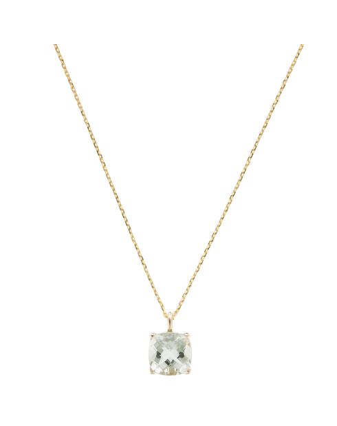 Prasiolith, einzigartiger Amethyst, 2-karätiger Gelbgoldanhänger