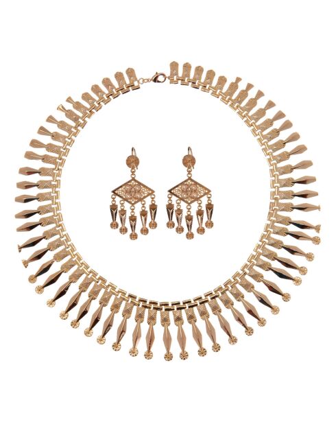 Parure Collier & Boucles d'oreilles Osiris dorée
