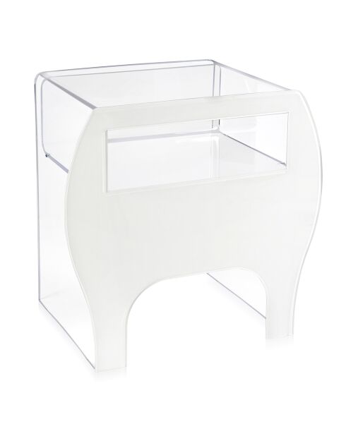 Table de chevet blanc/transparent - 51.2x33.5x50 cm