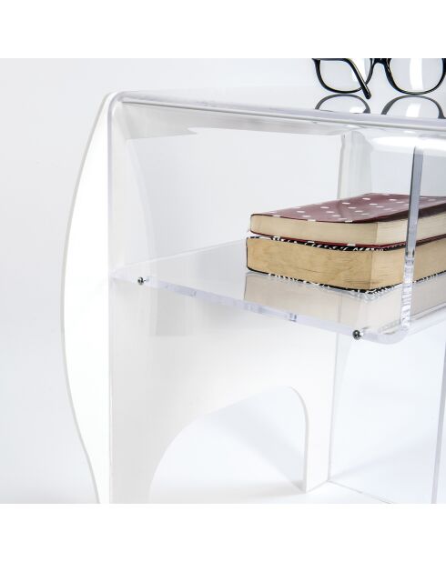 Table de chevet blanc/transparent - 51.2x33.5x50 cm