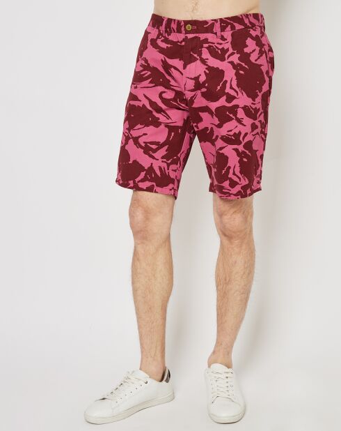 Short chino imprimé rouge/rose