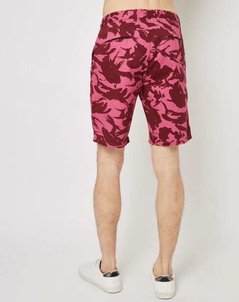 Short chino imprimé rouge/rose