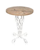 Table Arabesco bois/transparent - D.50x62 cm